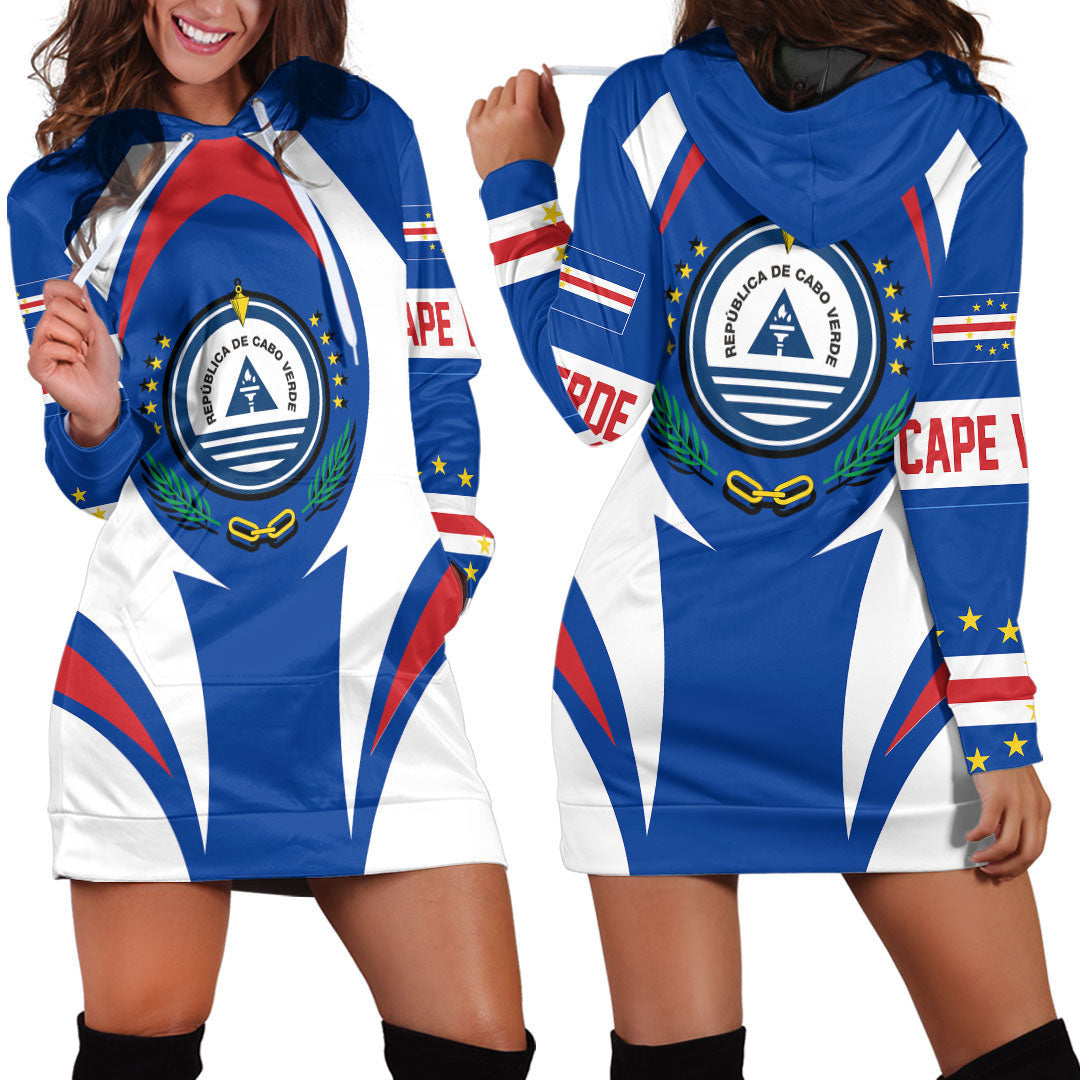 Wonder Print Shop Clothing - Cape Verde Action Flag Hoodie Dress RLT7 - Wonder Print Shop