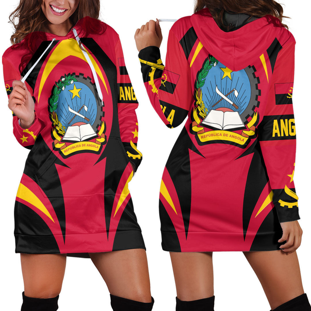 Wonder Print Shop Clothing - Angola Action Flag Hoodie Dress RLT7 - Wonder Print Shop