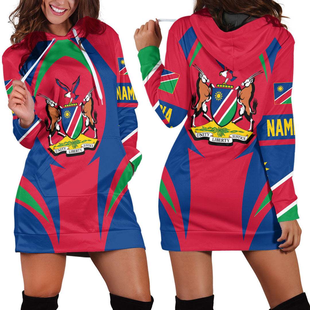 Wonder Print Shop Clothing - Nambia Action Flag Hoodie Dress RLT7 - Wonder Print Shop