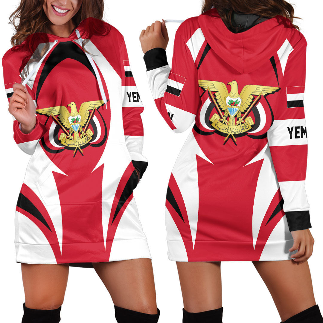 Wonder Print Shop Clothing - Yemen Action Flag Hoodie Dress RLT7 - Wonder Print Shop
