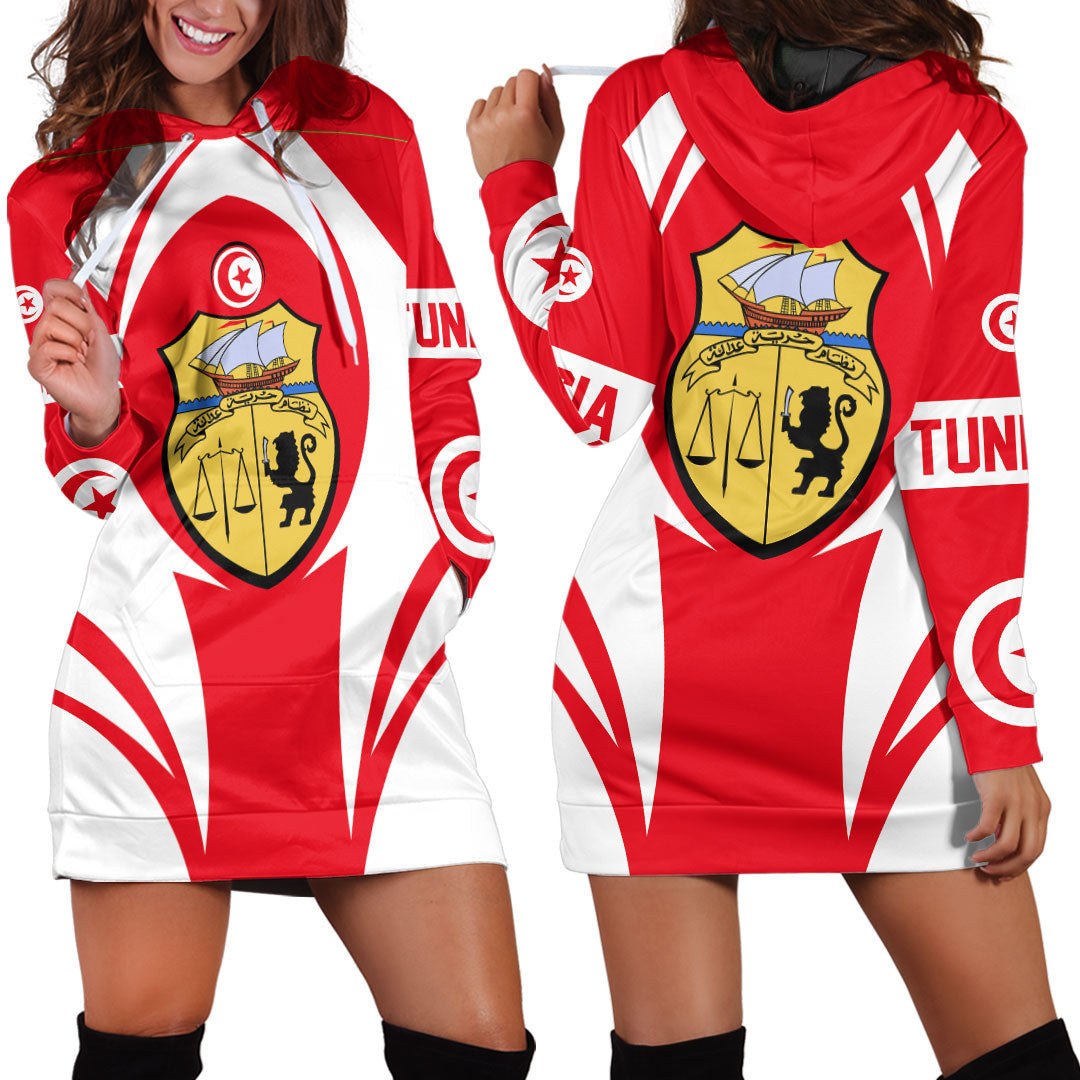 Wonder Print Shop Clothing - Tunisia Action Flag Hoodie Dress RLT7 - Wonder Print Shop