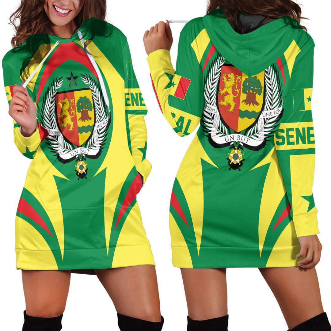 Wonder Print Shop Clothing - Senegal Action Flag Hoodie Dress RLT7 - Wonder Print Shop