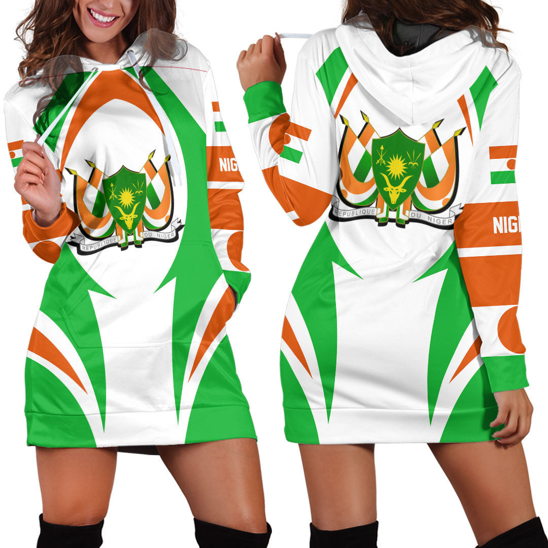 Wonder Print Shop Clothing - Niger Action Flag Hoodie Dress RLT7 - Wonder Print Shop