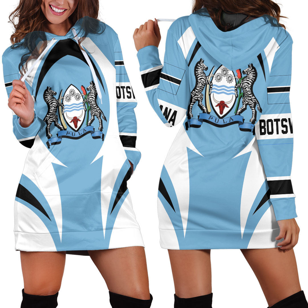Wonder Print Shop Clothing - Botswana Action Flag Hoodie Dress RLT7 - Wonder Print Shop