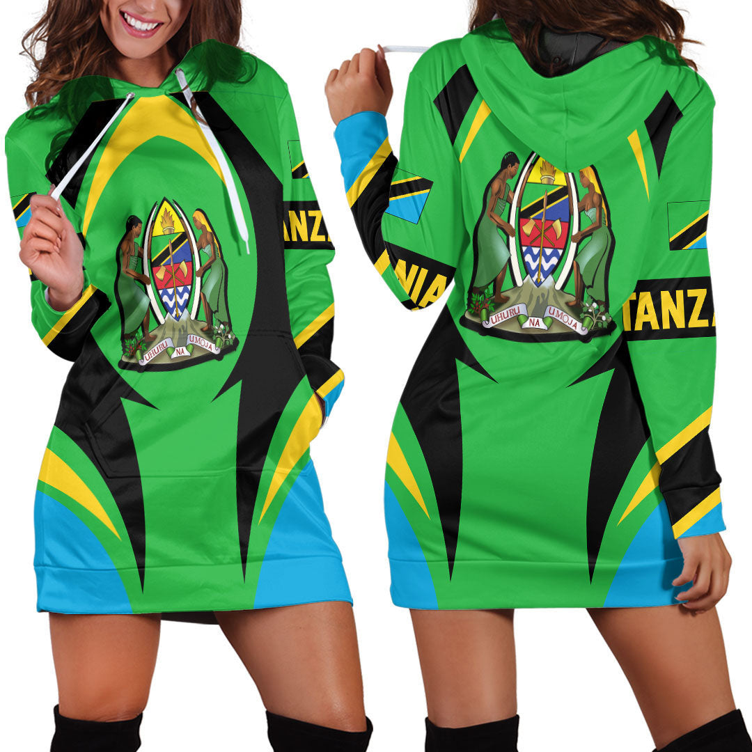 Wonder Print Shop Clothing - Tanazia Action Flag Hoodie Dress RLT7 - Wonder Print Shop