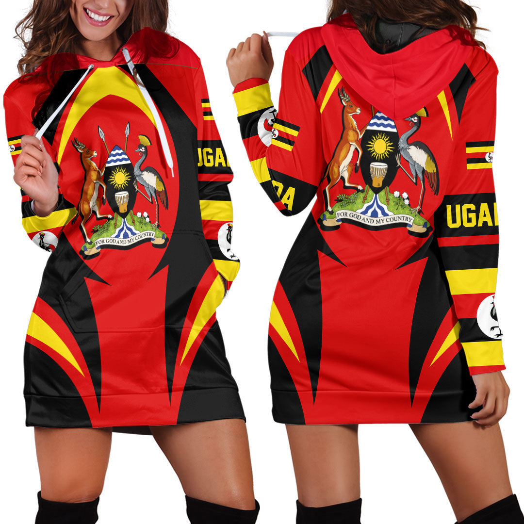 Wonder Print Shop Clothing - Uganda Action Flag Hoodie Dress RLT7 - Wonder Print Shop