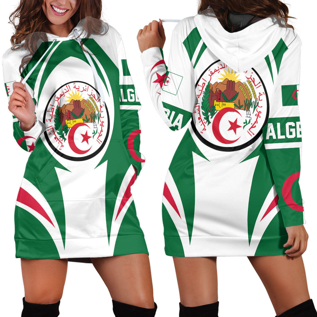 Wonder Print Shop Clothing - Algeria Action Flag Hoodie Dress RLT7 - Wonder Print Shop