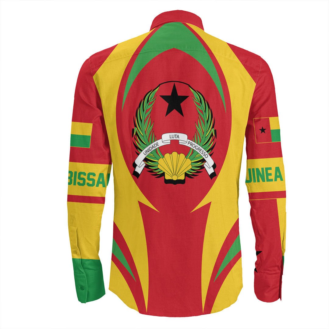 Wonder Print Shop Clothing - Guinea Bissau Action Flag Long Sleeves Button Shirt RLT7 - Wonder Print Shop