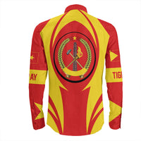 Wonder Print Shop Clothing - Tigray Action Flag Long Sleeves Button Shirt RLT7 - Wonder Print Shop