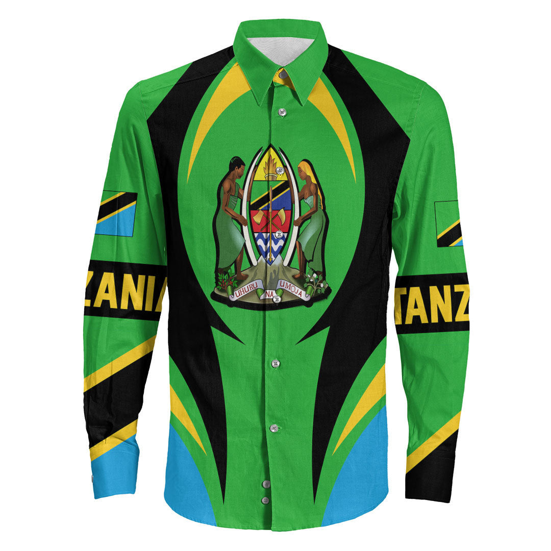 Wonder Print Shop Clothing - Tanazia Action Flag Long Sleeves Button Shirt RLT7 - Wonder Print Shop