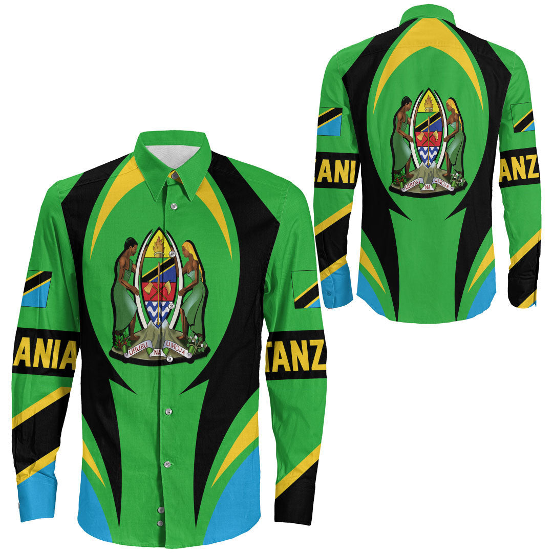 Wonder Print Shop Clothing - Tanazia Action Flag Long Sleeves Button Shirt RLT7 - Wonder Print Shop