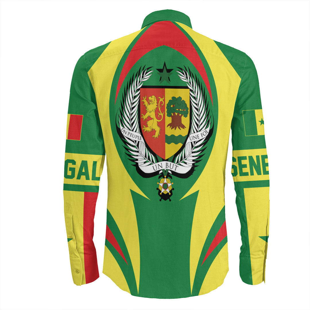 Wonder Print Shop Clothing - Senegal Action Flag Long Sleeves Button Shirt RLT7 - Wonder Print Shop