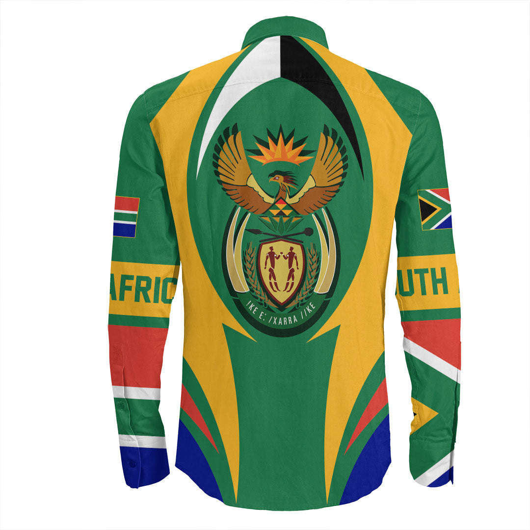 Wonder Print Shop Clothing - South Africa Action Flag Long Sleeves Button Shirt RLT7 - Wonder Print Shop