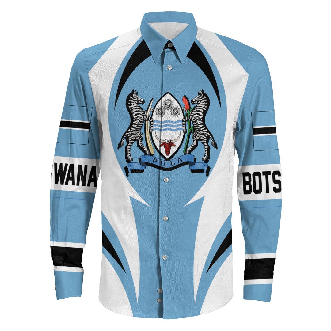 Wonder Print Shop Clothing - Botswana Action Flag Long Sleeves Button Shirt RLT7 - Wonder Print Shop