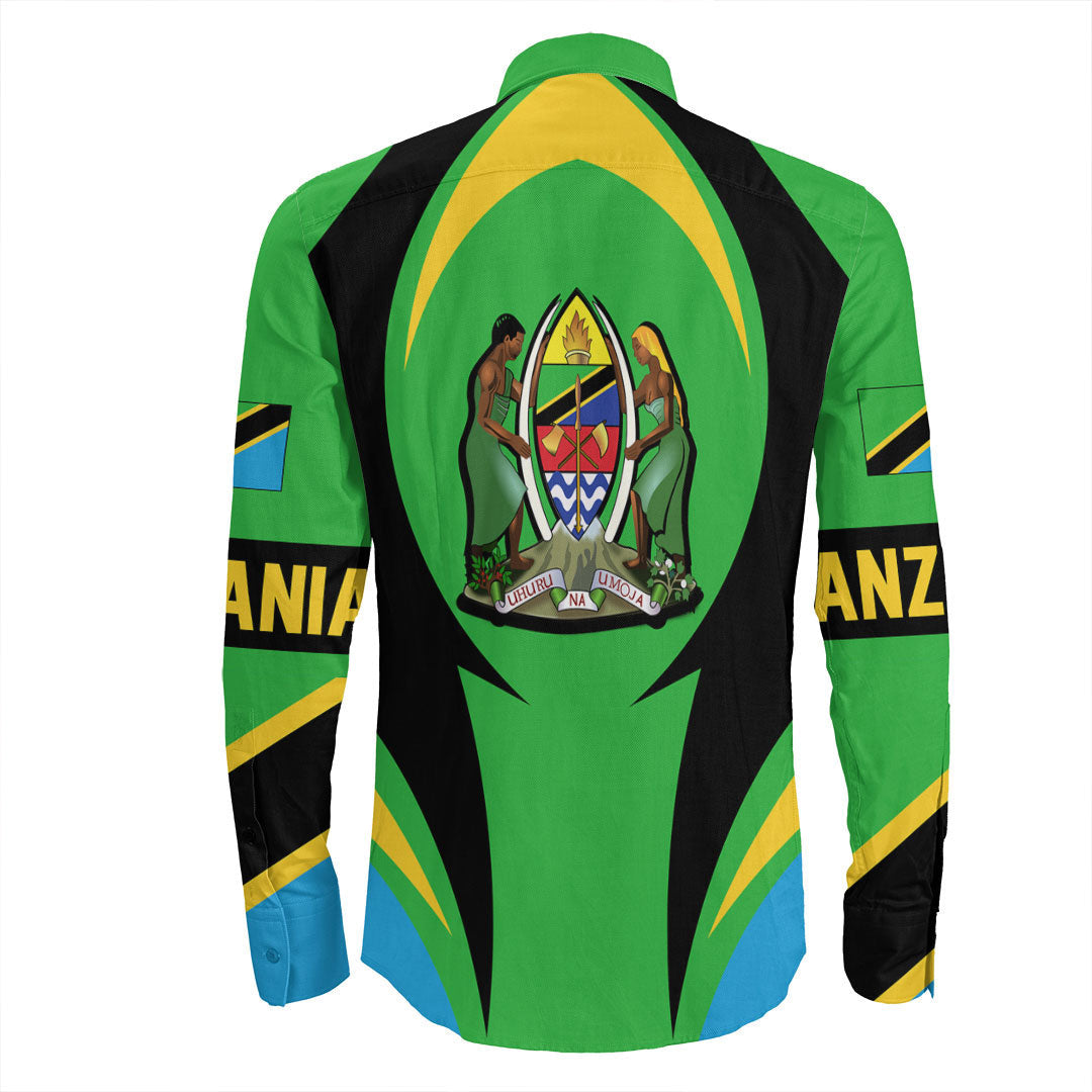 Wonder Print Shop Clothing - Tanazia Action Flag Long Sleeves Button Shirt RLT7 - Wonder Print Shop