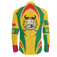 Wonder Print Shop Clothing - Benin Action Flag Long Sleeves Button Shirt RLT7 - Wonder Print Shop