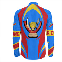 Wonder Print Shop Clothing - Democratic Republic Of The Congo Action Flag Long Sleeves Button Shirt RLT7 - Wonder Print Shop