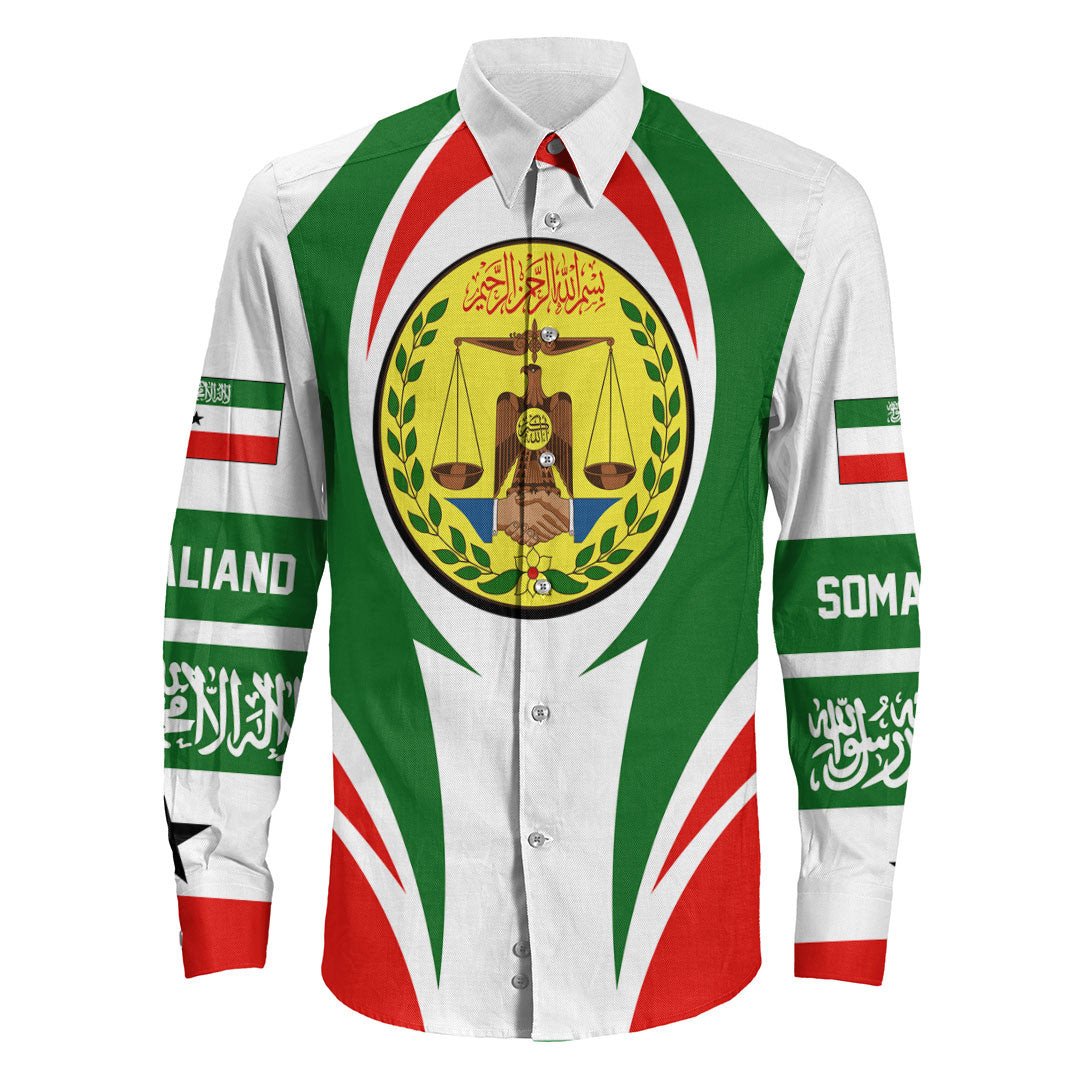 Wonder Print Shop Clothing - Somaliand Action Flag Long Sleeves Button Shirt RLT7 - Wonder Print Shop