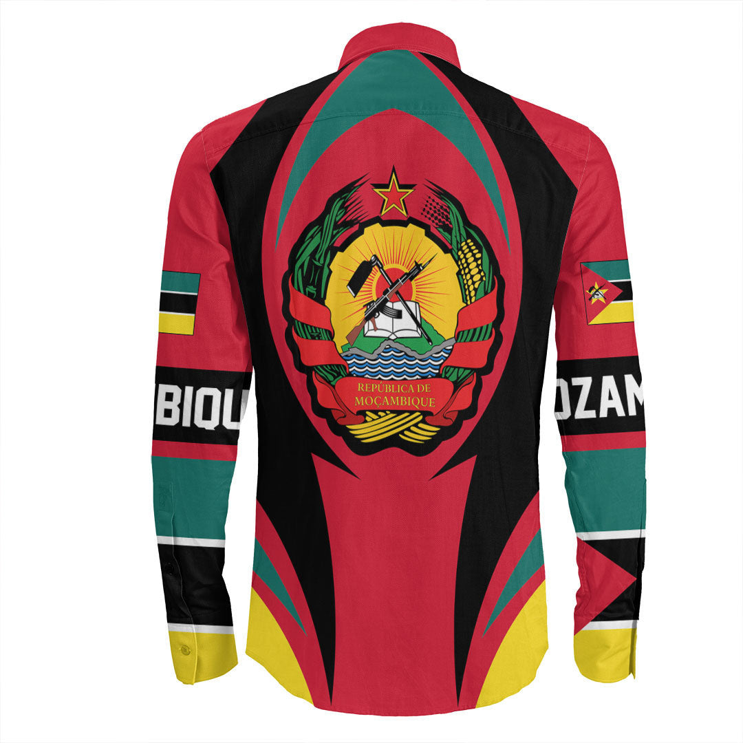 Wonder Print Shop Clothing - Mozambique Action Flag Long Sleeves Button Shirt RLT7 - Wonder Print Shop