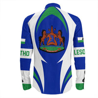 Wonder Print Shop Clothing - Lesotho Action Flag Long Sleeves Button Shirt RLT7 - Wonder Print Shop