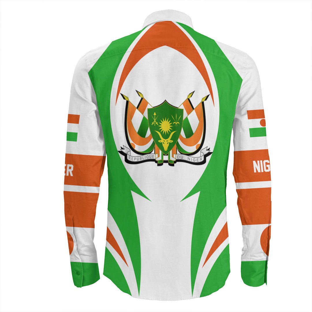 Wonder Print Shop Clothing - Niger Action Flag Long Sleeves Button Shirt RLT7 - Wonder Print Shop