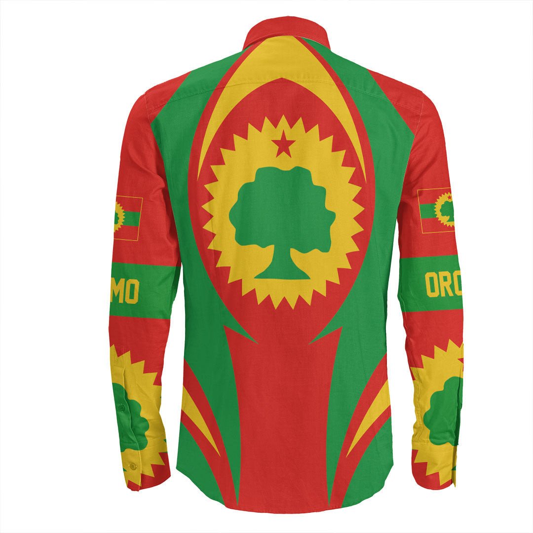 Wonder Print Shop Clothing - Oromo Action Flag Long Sleeves Button Shirt RLT7 - Wonder Print Shop