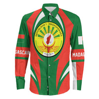 Wonder Print Shop Clothing - Madagascar Action Flag Long Sleeves Button Shirt RLT7 - Wonder Print Shop