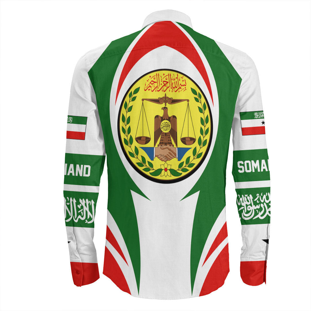 Wonder Print Shop Clothing - Somaliand Action Flag Long Sleeves Button Shirt RLT7 - Wonder Print Shop