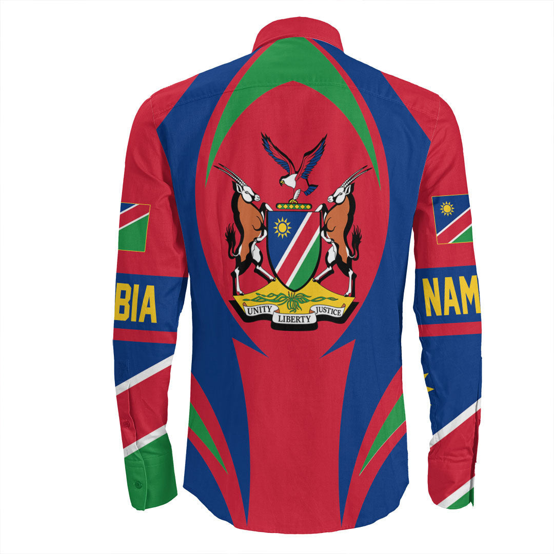 Wonder Print Shop Clothing - Nambia Action Flag Long Sleeves Button Shirt RLT7 - Wonder Print Shop
