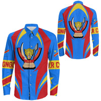Wonder Print Shop Clothing - Democratic Republic Of The Congo Action Flag Long Sleeves Button Shirt RLT7 - Wonder Print Shop