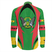 Wonder Print Shop Clothing - S o Tom and Prncipe Action Flag Long Sleeves Button Shirt RLT7 - Wonder Print Shop