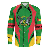 Wonder Print Shop Clothing - S o Tom and Prncipe Action Flag Long Sleeves Button Shirt RLT7 - Wonder Print Shop