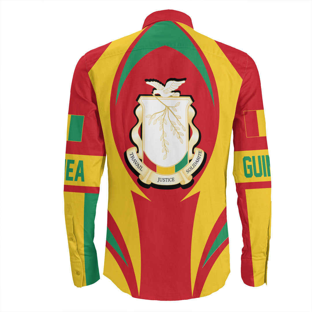 Wonder Print Shop Clothing - Guinea Action Flag Long Sleeves Button Shirt RLT7 - Wonder Print Shop