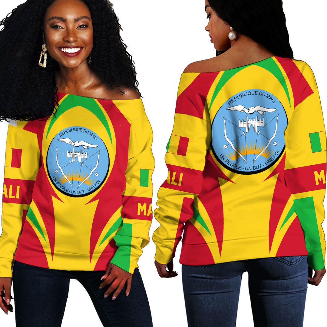Wonder Print Shop Clothing - Mali Action Flag Off Shoulder Sweaters RLT7 - Wonder Print Shop