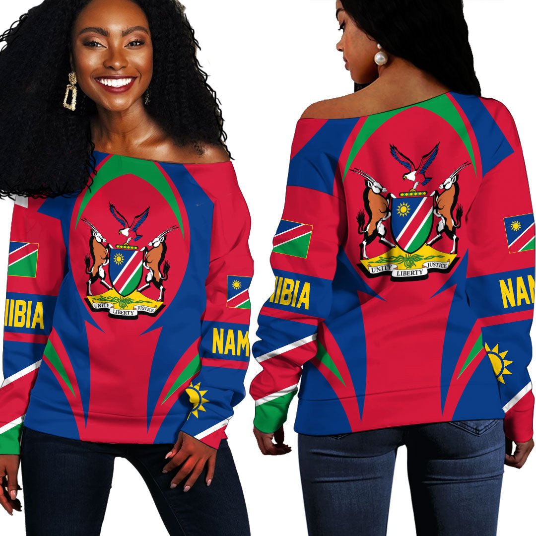 Wonder Print Shop Clothing - Nambia Action Flag Off Shoulder Sweaters RLT7 - Wonder Print Shop