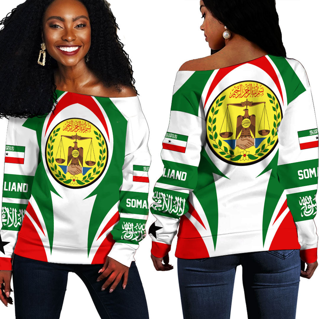 Wonder Print Shop Clothing - Somaliand Action Flag Off Shoulder Sweaters RLT7 - Wonder Print Shop