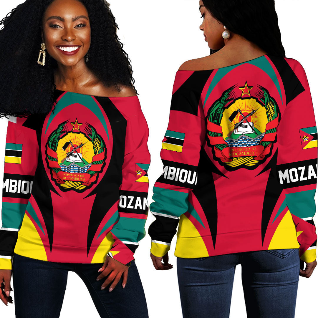 Wonder Print Shop Clothing - Mozambique Action Flag Off Shoulder Sweaters RLT7 - Wonder Print Shop