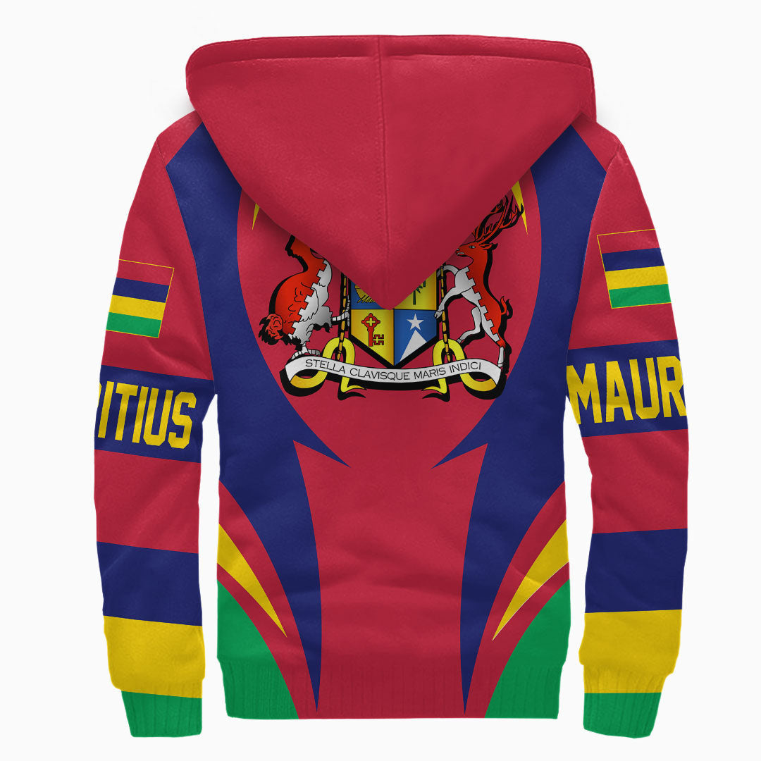 Wonder Print Shop Clothing - Mauritius Action Flag Sherpa Hoodie RLT7 - Wonder Print Shop