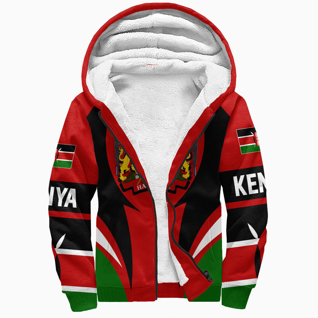 Wonder Print Shop Clothing - Kenya Action Flag Sherpa Hoodie RLT7 - Wonder Print Shop