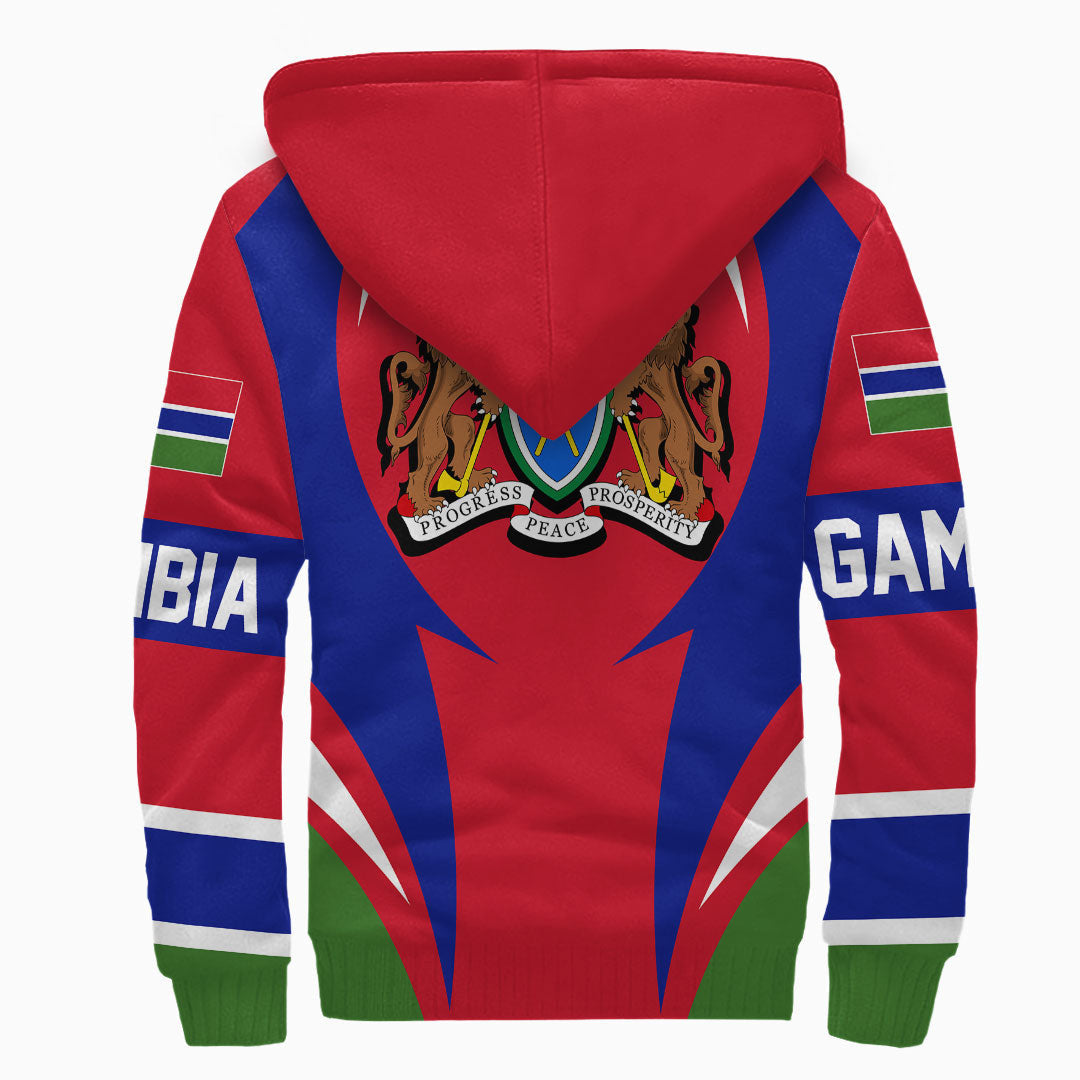 Wonder Print Shop Clothing - Gambia Action Flag Sherpa Hoodie RLT7 - Wonder Print Shop