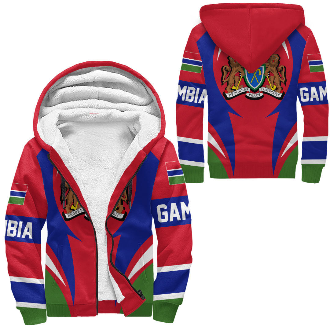 Wonder Print Shop Clothing - Gambia Action Flag Sherpa Hoodie RLT7 - Wonder Print Shop