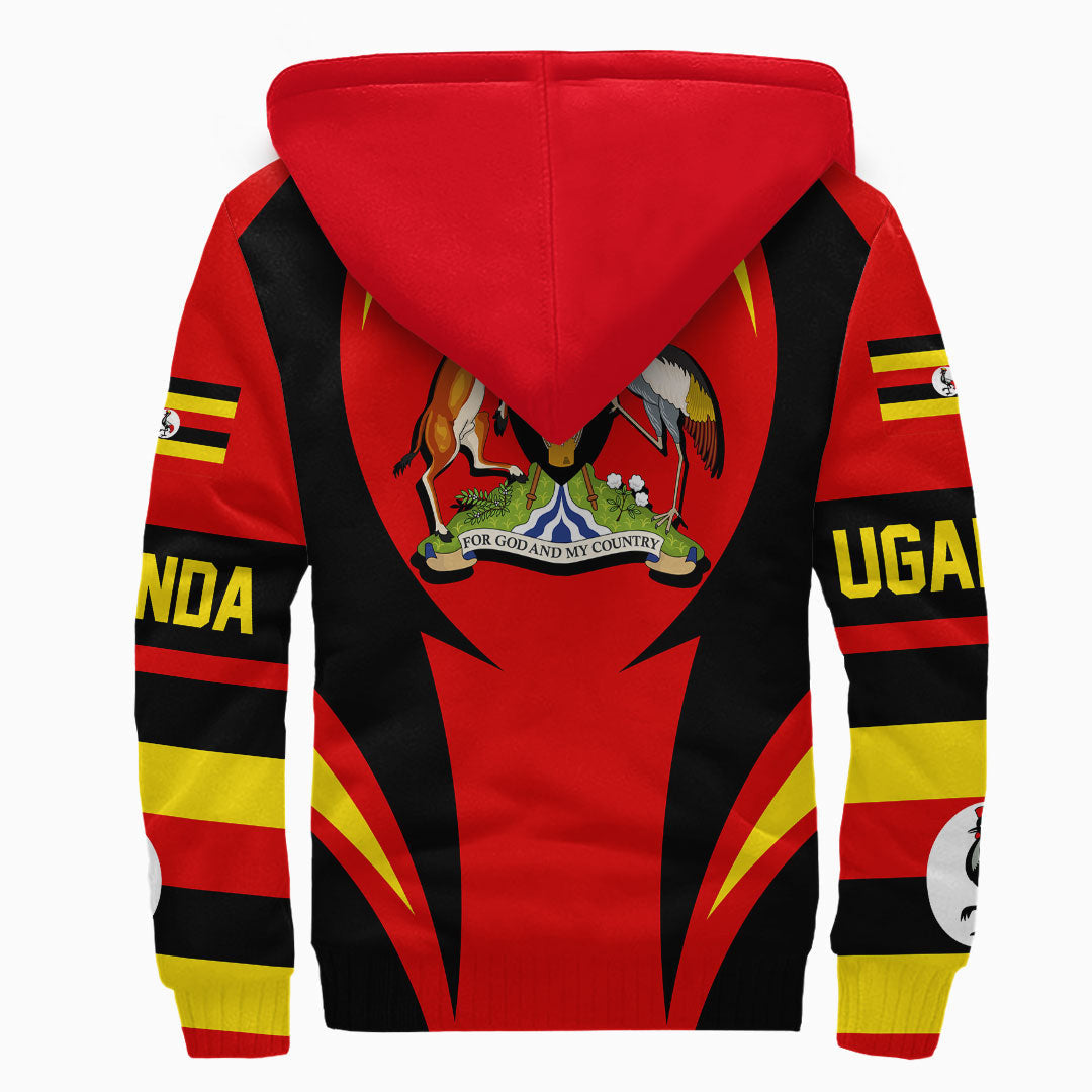Wonder Print Shop Clothing - Uganda Action Flag Sherpa Hoodie RLT7 - Wonder Print Shop