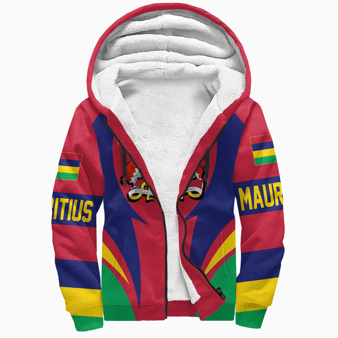 Wonder Print Shop Clothing - Mauritius Action Flag Sherpa Hoodie RLT7 - Wonder Print Shop