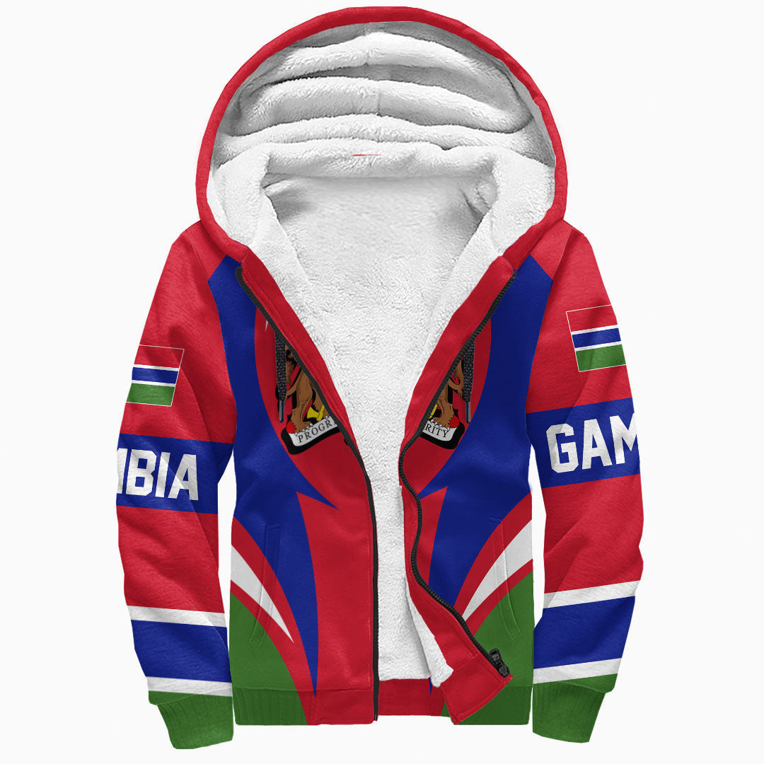 Wonder Print Shop Clothing - Gambia Action Flag Sherpa Hoodie RLT7 - Wonder Print Shop