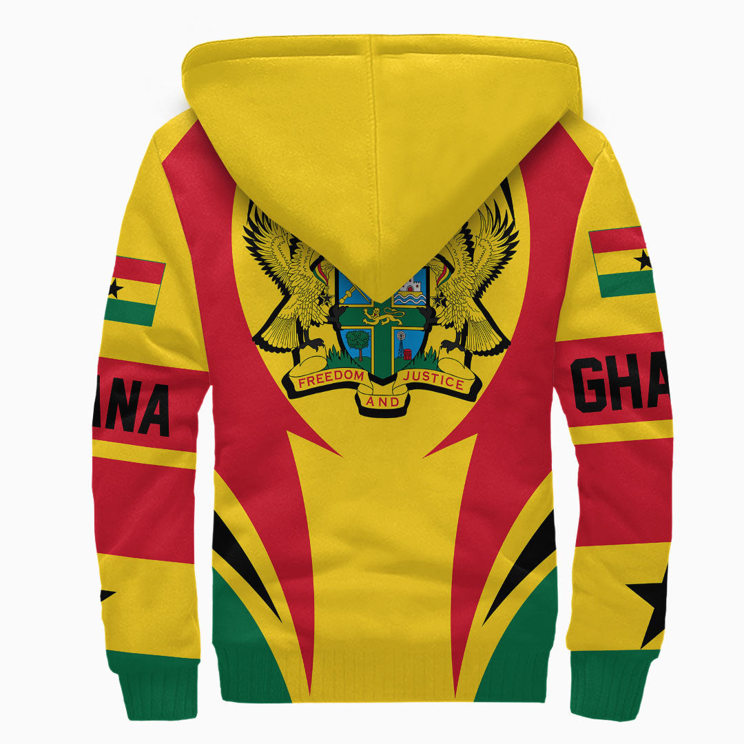 Wonder Print Shop Clothing - Ghana Action Flag Sherpa Hoodie RLT7 - Wonder Print Shop
