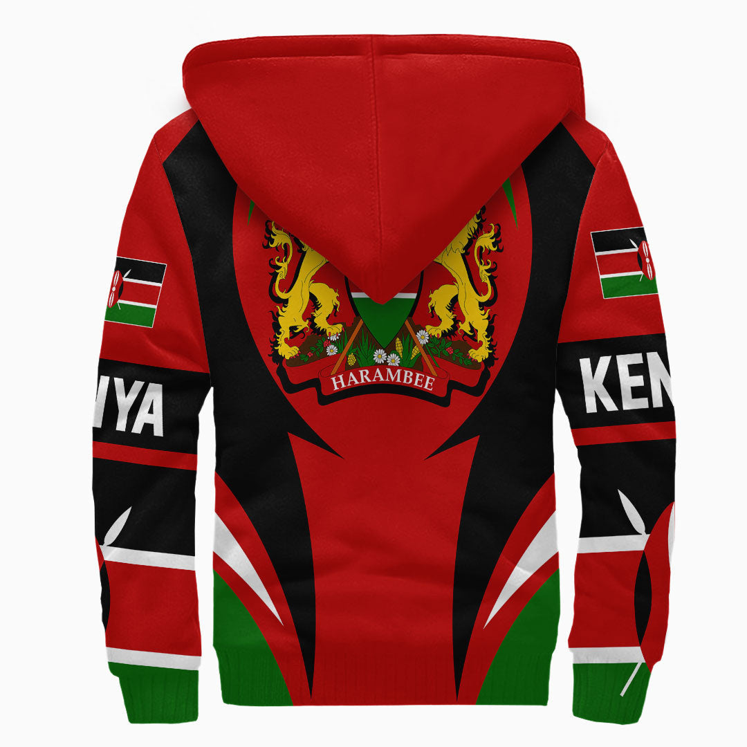Wonder Print Shop Clothing - Kenya Action Flag Sherpa Hoodie RLT7 - Wonder Print Shop