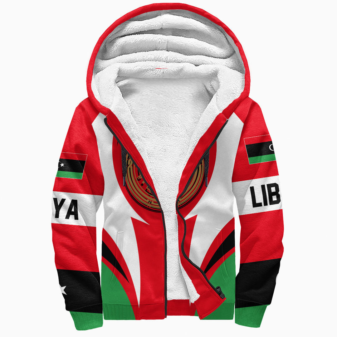 Wonder Print Shop Clothing - Libya Action Flag Sherpa Hoodie RLT7 - Wonder Print Shop