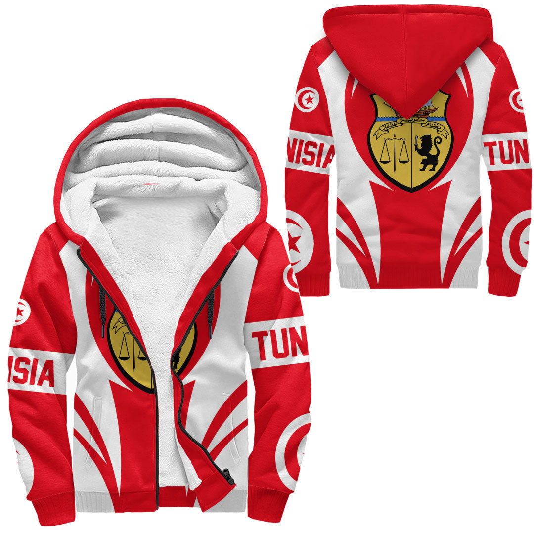 Wonder Print Shop Clothing - Tunisia Action Flag Sherpa Hoodie RLT7 - Wonder Print Shop