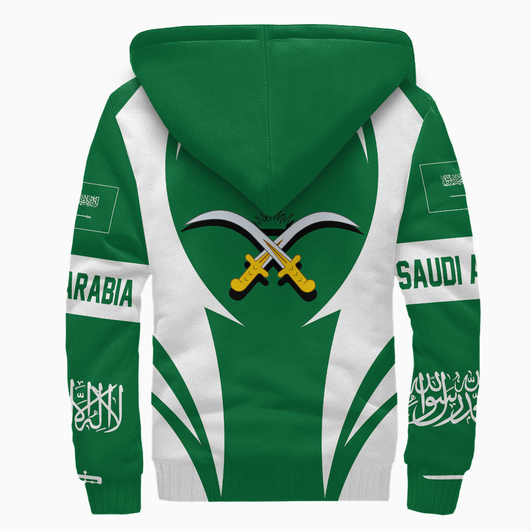 Wonder Print Shop Clothing - Saudi Arabia Action Flag Sherpa Hoodie RLT7 - Wonder Print Shop