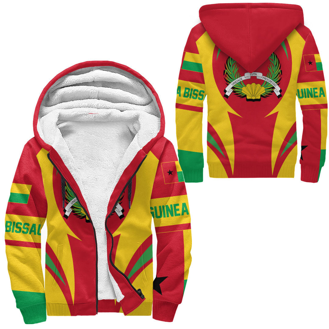 Wonder Print Shop Clothing - Guinea Bissau Action Flag Sherpa Hoodie RLT7 - Wonder Print Shop